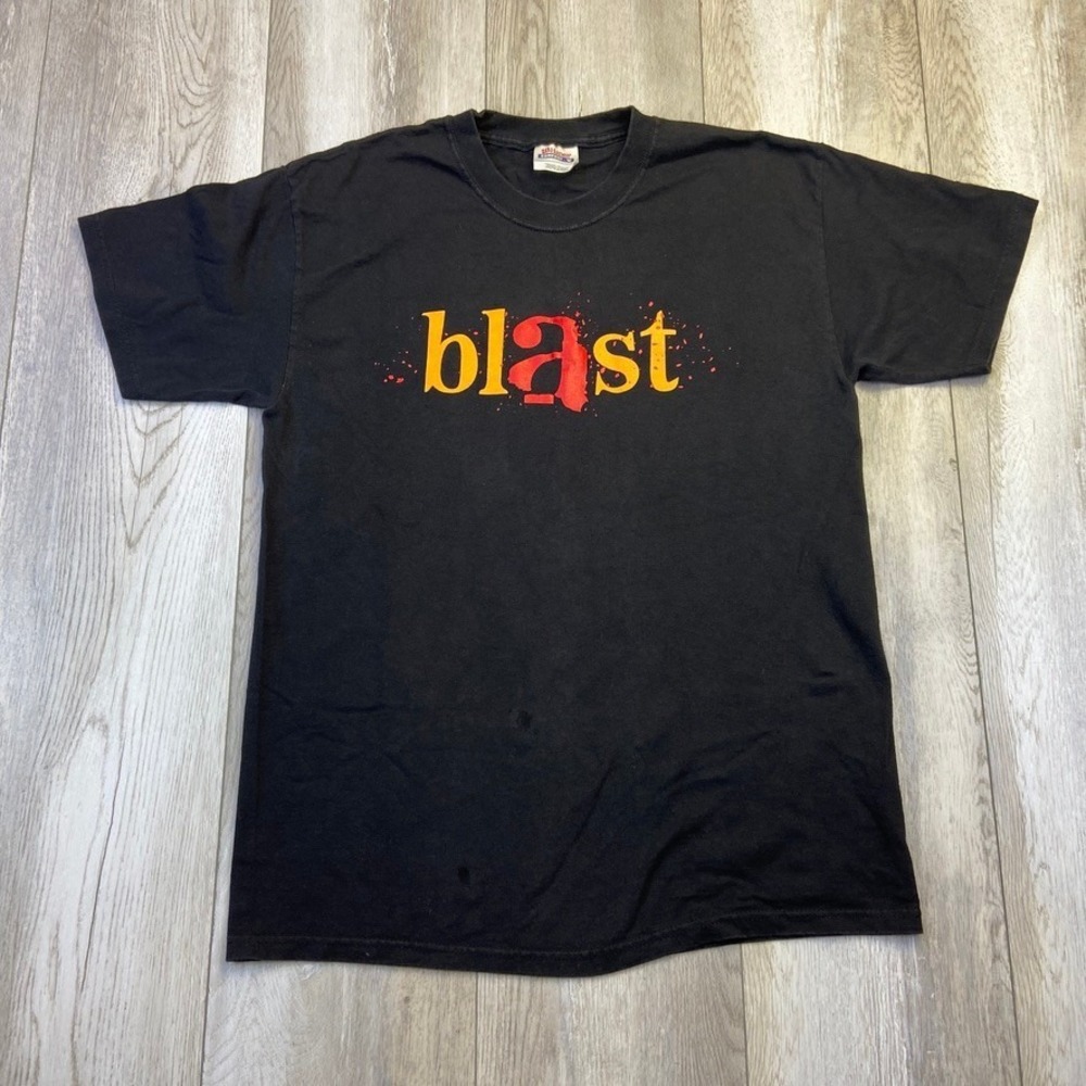 VINTAGE Blast Broadway Musical Shirt Mens Medium Black Heavy Cotton Tee Y2K 00's